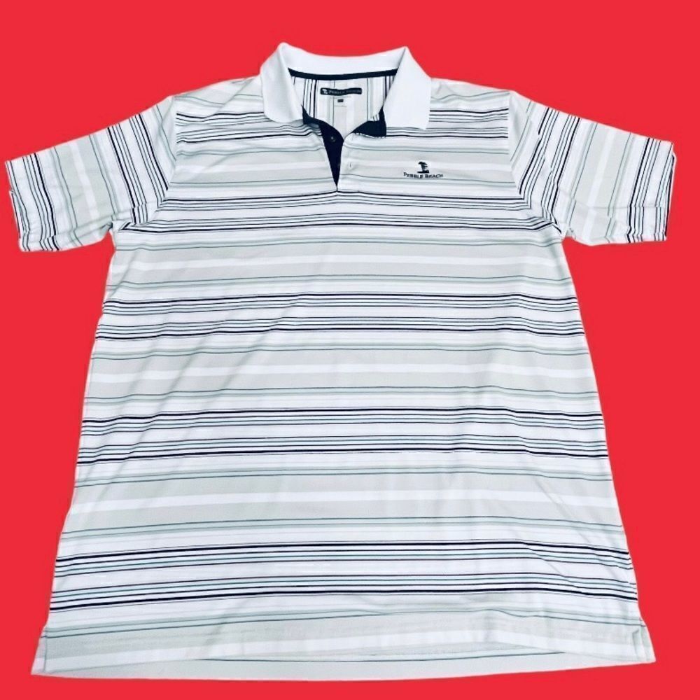 Pebble Beach Dry Luxe Performance Short Sleeve Stripes Polo Shirt XXL